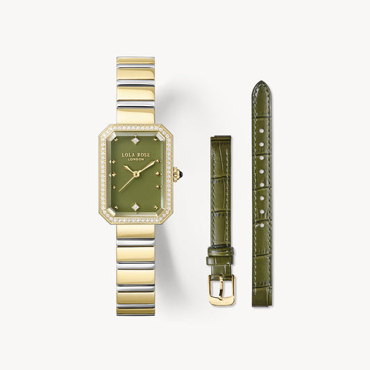 Ms Lola Green Onyx Zirconia Watch With Two Strap Set
