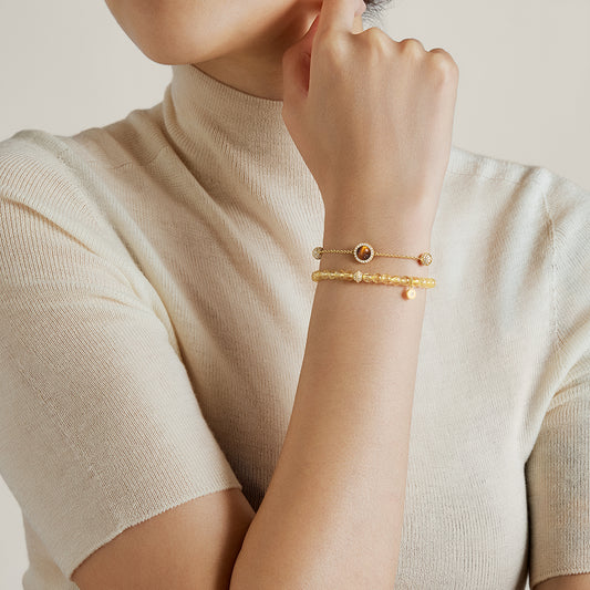 Heliocentric Golden Rutilated Quartz Bracelet