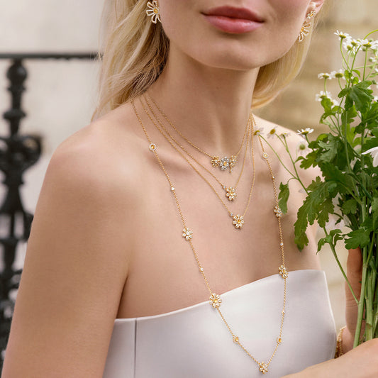 Daisy Long Yellow Crystal Necklace