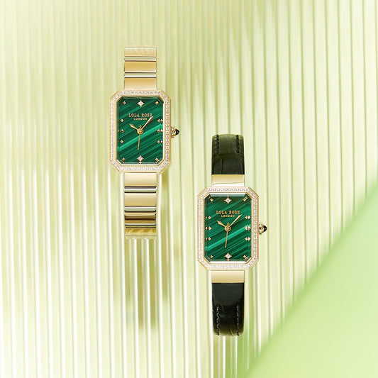Ms Lola Malachite Zirconia watch With Two Strap Set