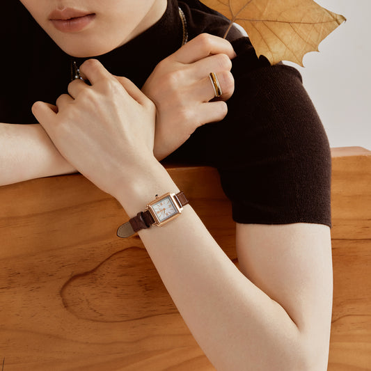 New Cube Mother of Pearl Watch With Two Strap Set