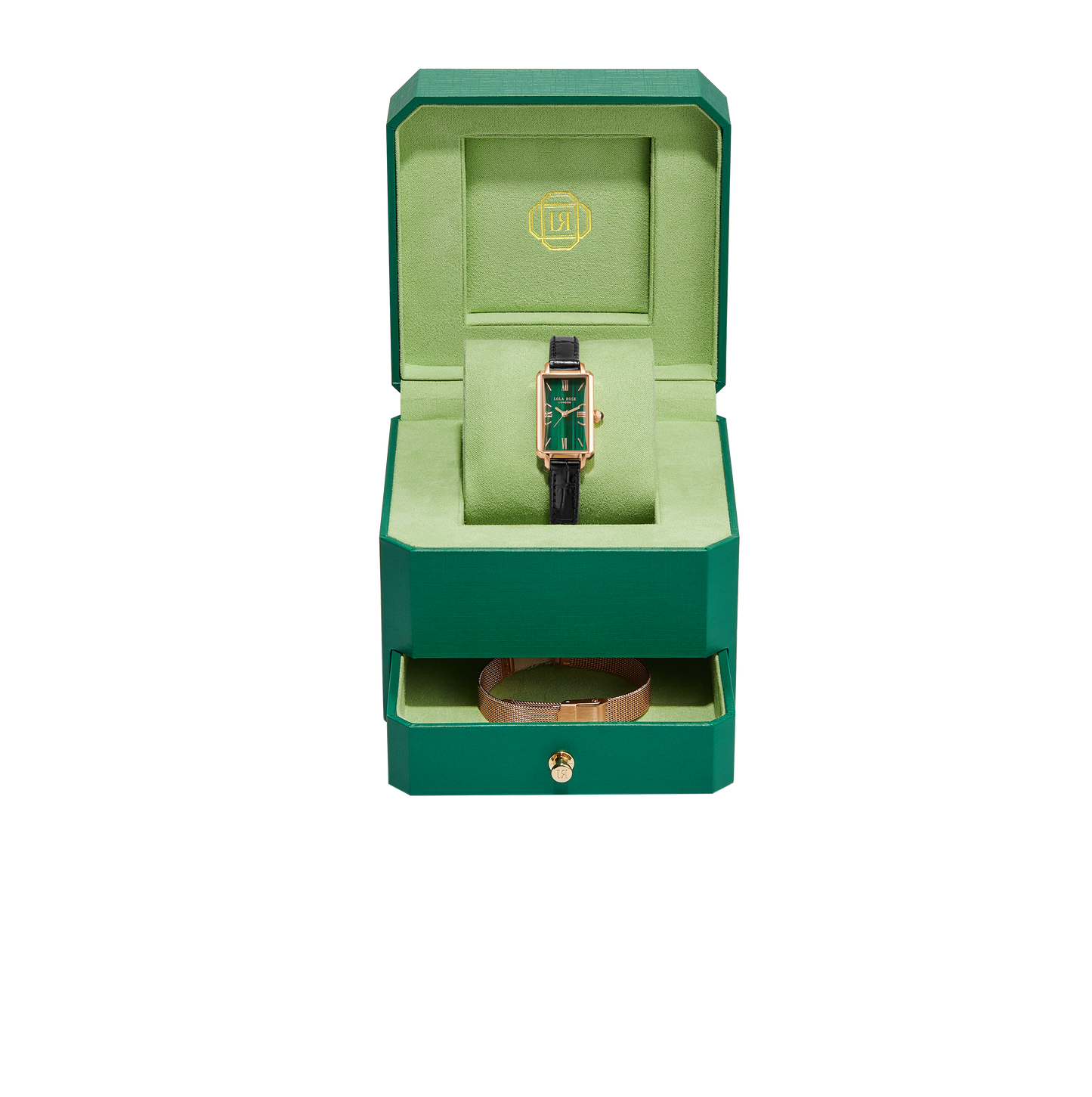 Ms Lola Slender Waist Malachite Textured Watch with Two Strap Set