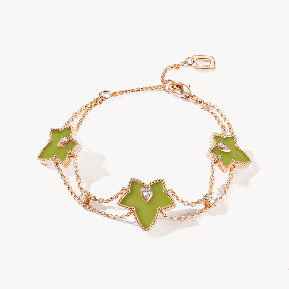New Ivy Green Onyx Three-Leaf Bracelet