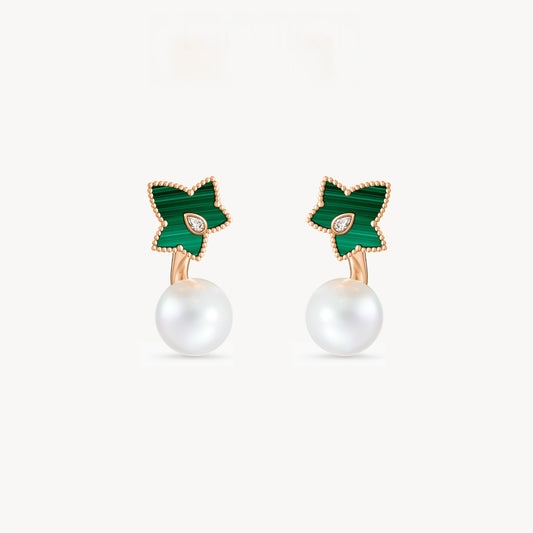 New Ivy Malachite Bead Earrings with Pearls