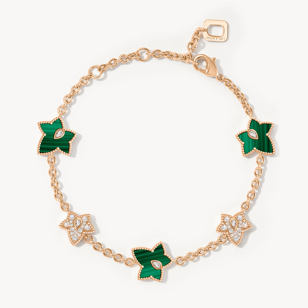 New Ivy Malachite Bracelet, 5-leaf motif