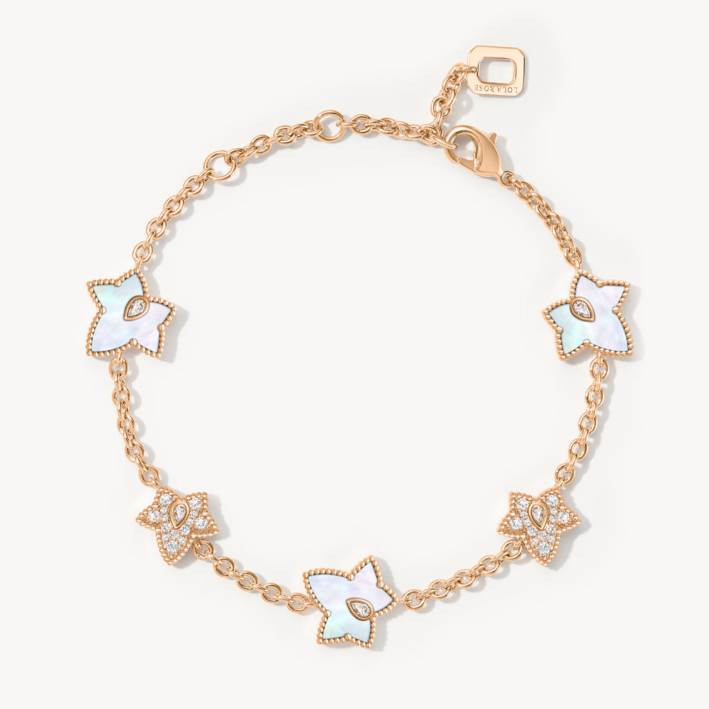 New Ivy Mother of Pearl Bracelet, 5-leaf motif