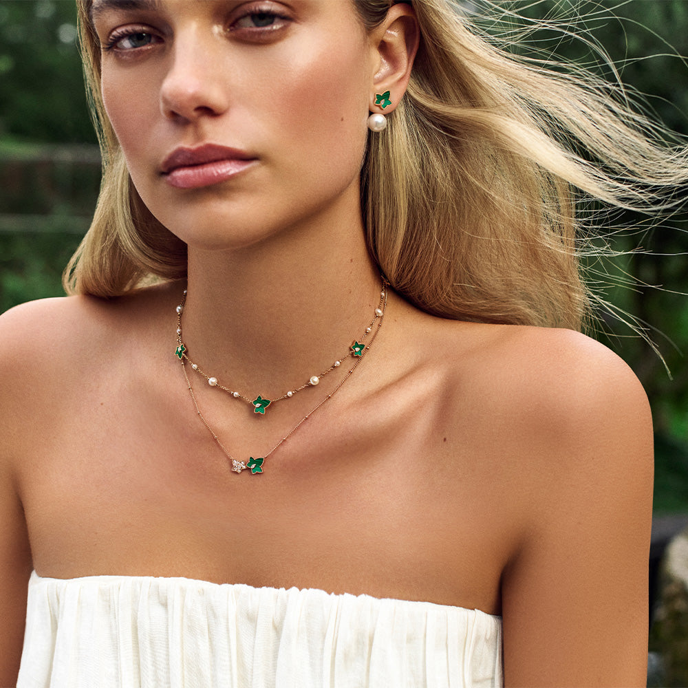 New Ivy Malachite Bead Earrings with Pearls