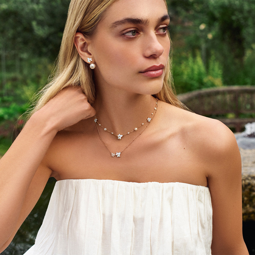New Ivy Mother of Pearl Bead Earrings with Pearls