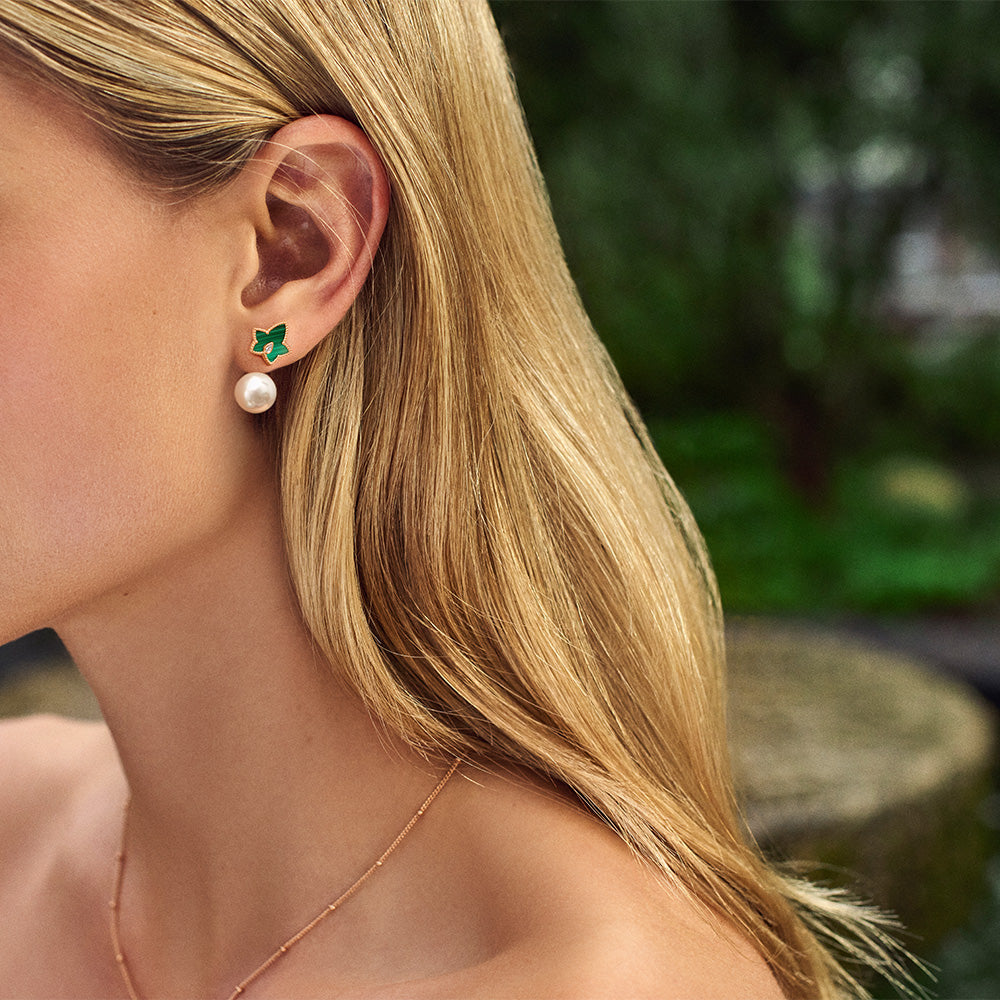New Ivy Malachite Bead Earrings with Pearls