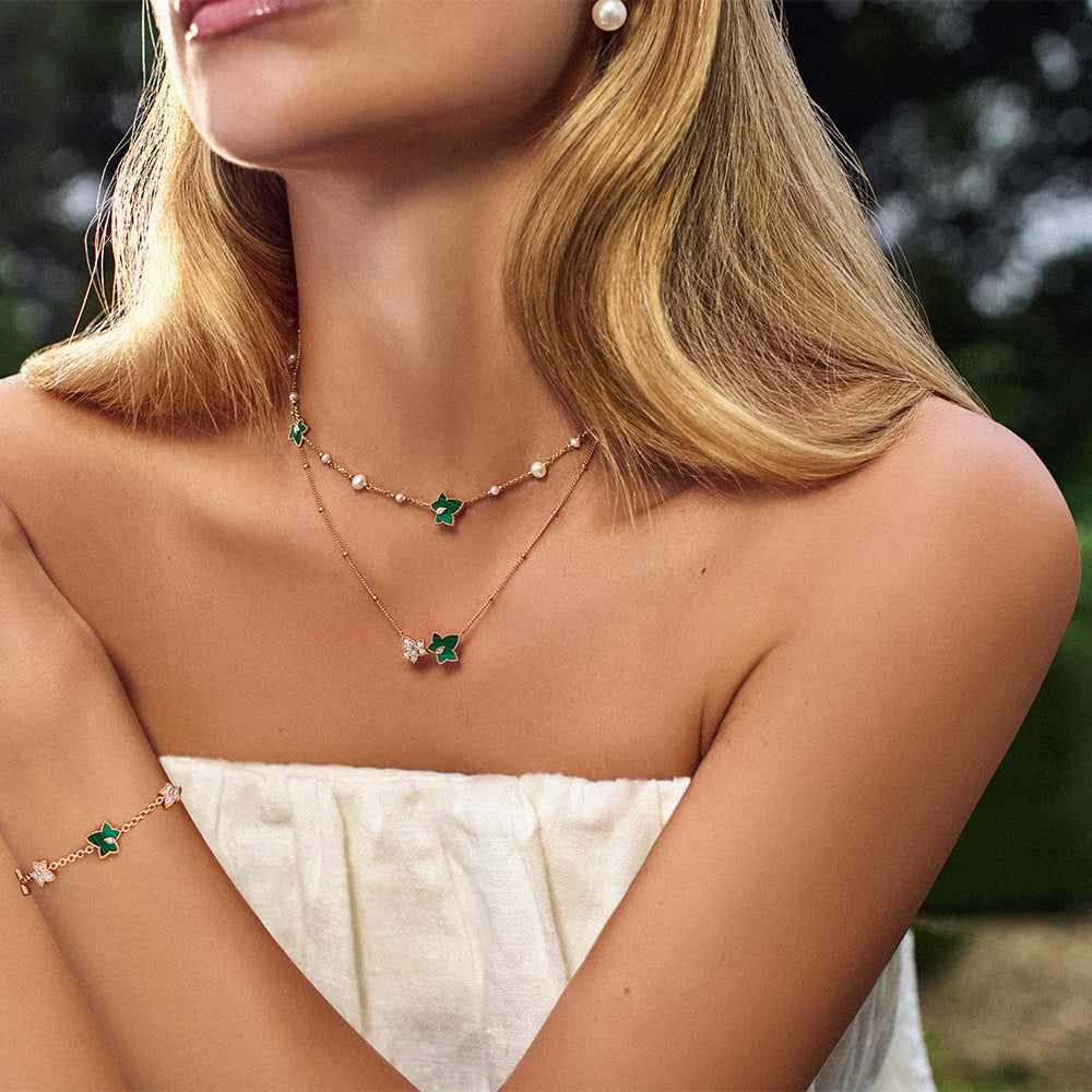 New Ivy Malachite Bracelet, 5-leaf motif