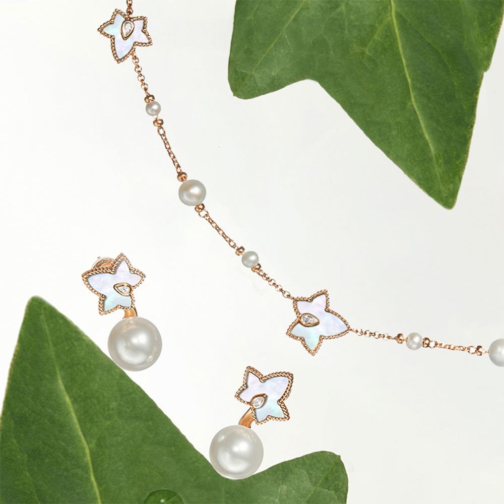 New Ivy Mother of Pearl Bead Earrings with Pearls