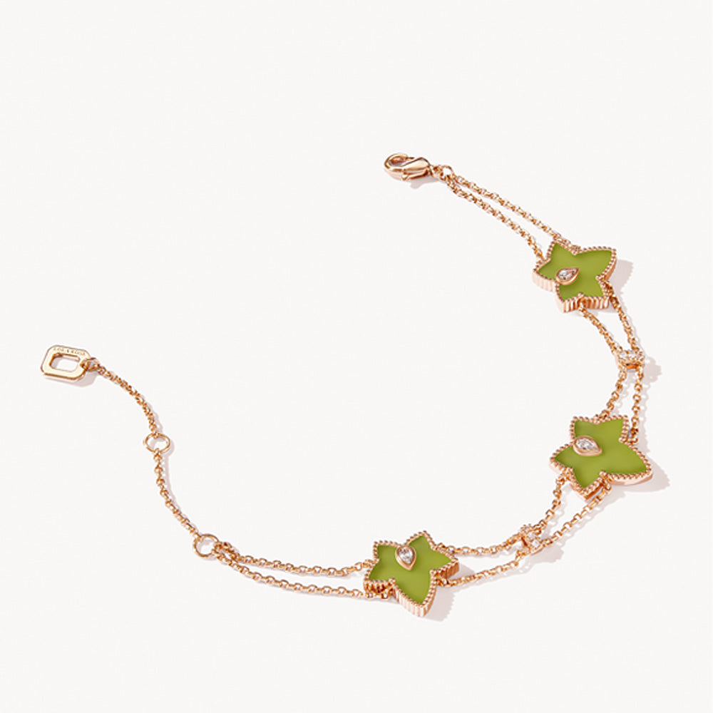 New Ivy Green Onyx Three-Leaf Bracelet