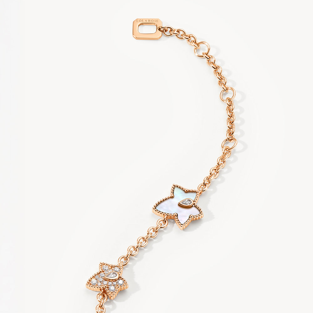 New Ivy Mother of Pearl Bracelet, 5-leaf motif