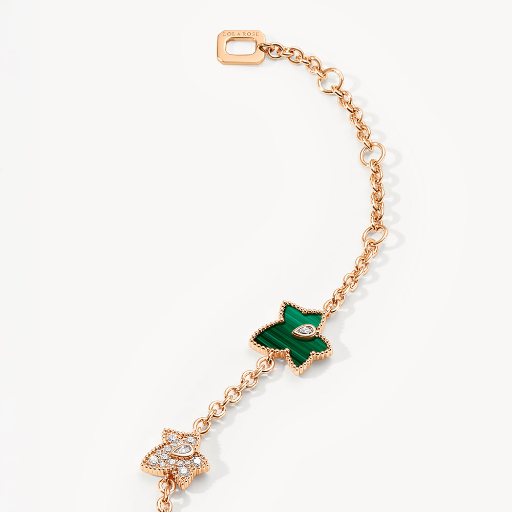 New Ivy Malachite Bracelet, 5-leaf motif