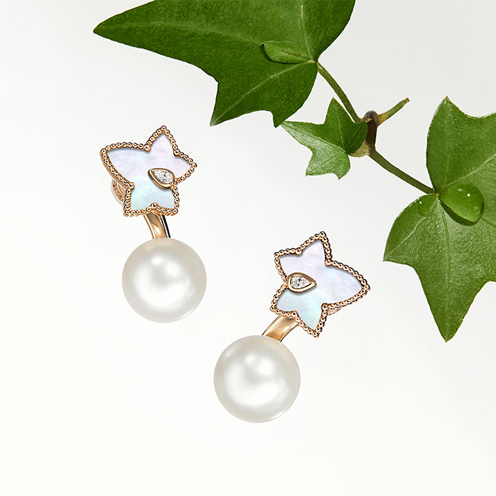 New Ivy Mother of Pearl Bead Earrings with Pearls