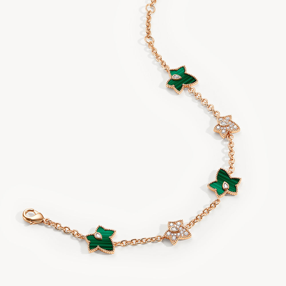 New Ivy Malachite Bracelet, 5-leaf motif