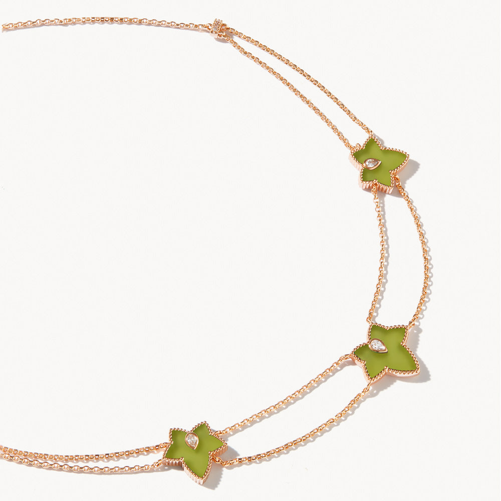 New Ivy Green Onyx Three-Leaf Bracelet