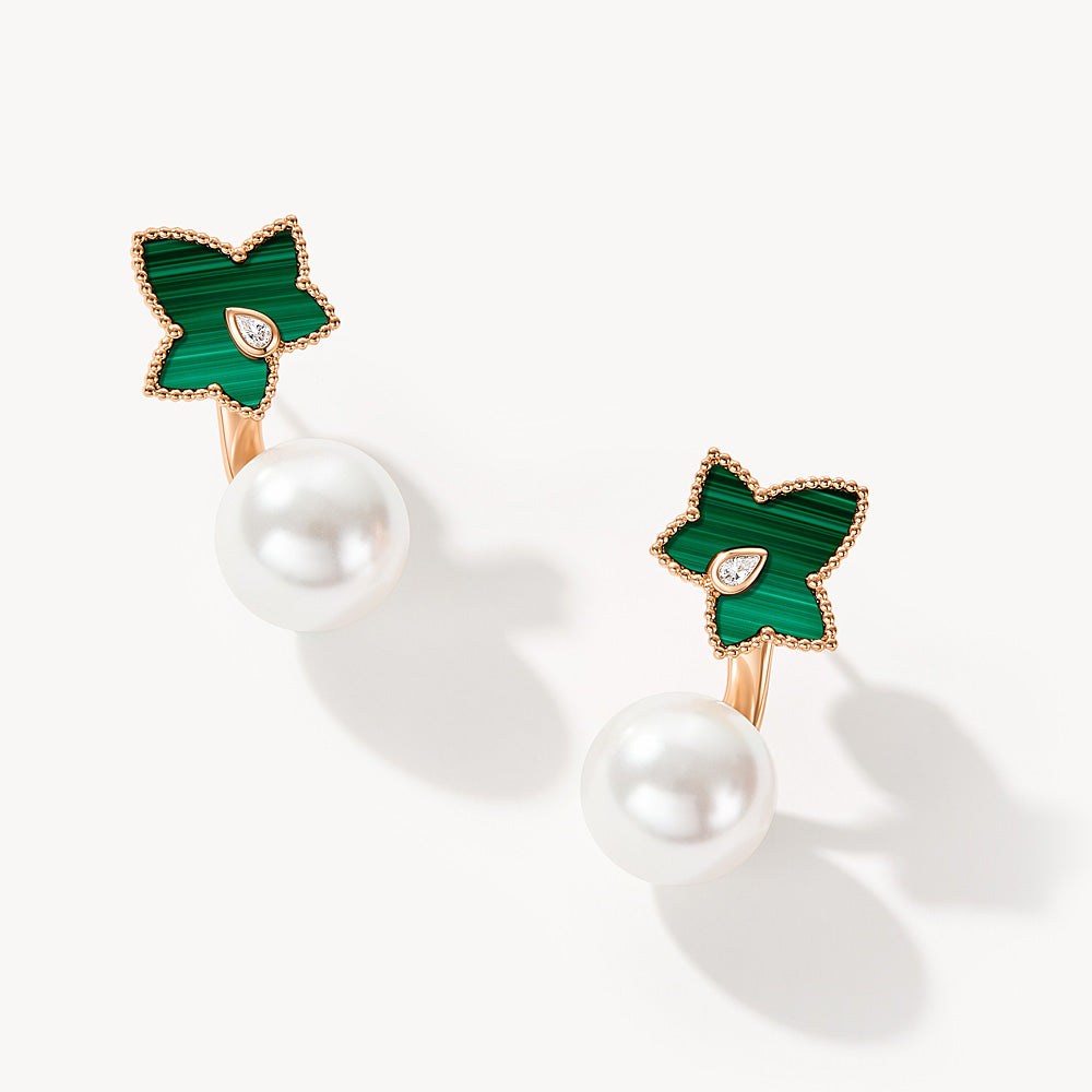 New Ivy Malachite Bead Earrings with Pearls