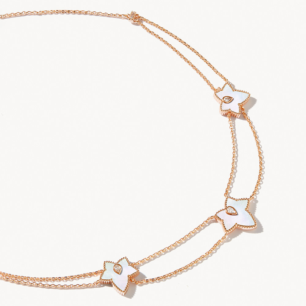 New Ivy Mother of Pearl Bead Three-Leaf Bracelet