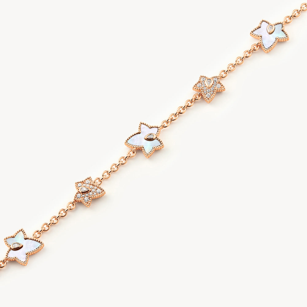 New Ivy Mother of Pearl Bracelet, 5-leaf motif