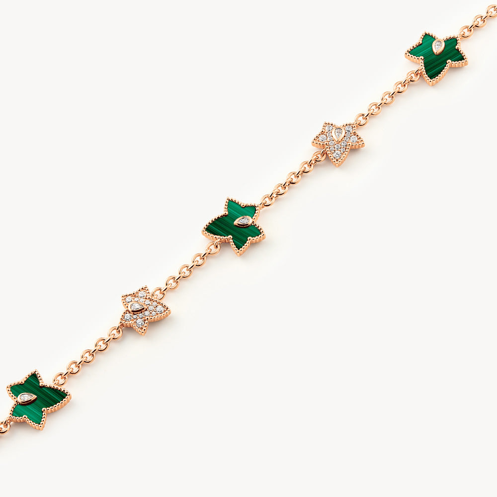 New Ivy Malachite Bracelet, 5-leaf motif