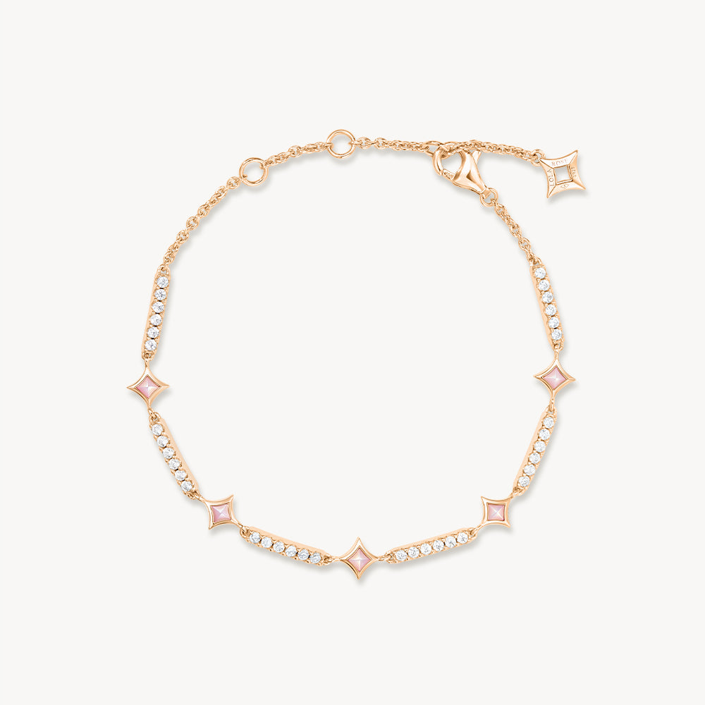 Starry Pink Mother of Pearl & Synthetic Cubic Zirconia Bracelet