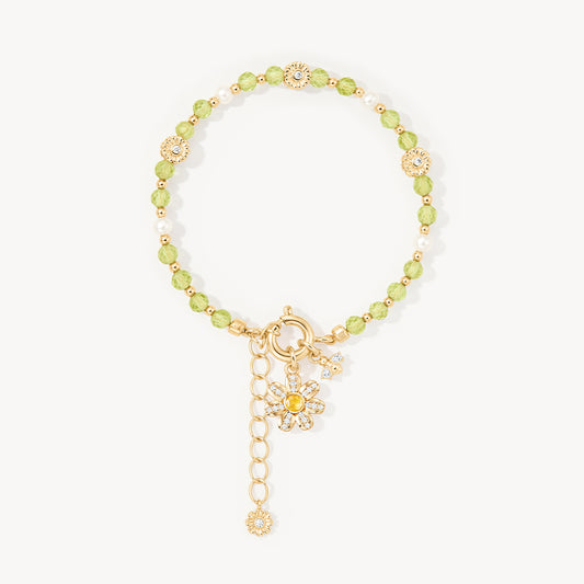 Daisy Yellow Crystal Beaded Bracelet
