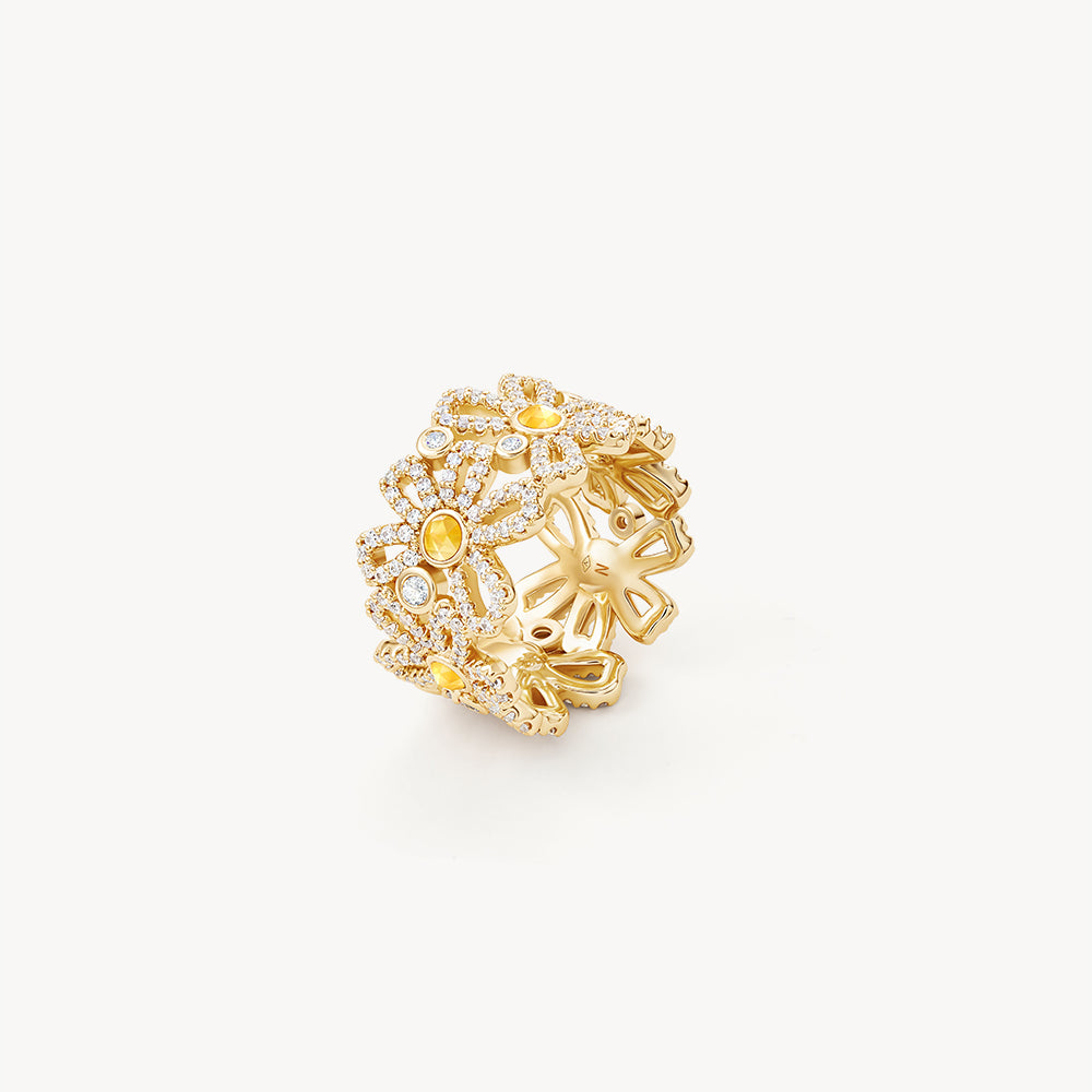 Daisy Wide Band Ring