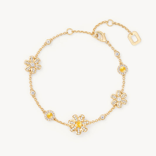 Daisy Cluster Yellow Crystal Bracelet