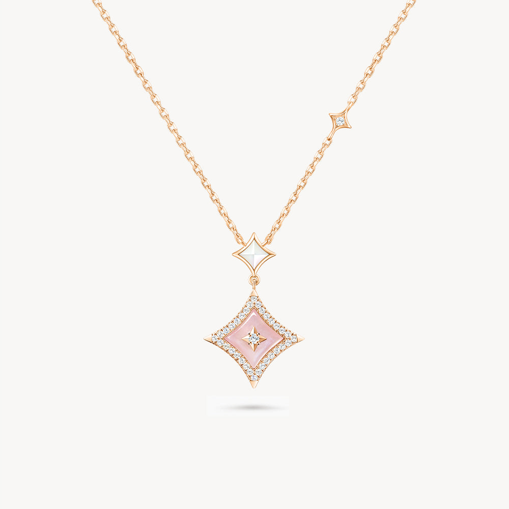 Starry Pink Mother of Pearl Necklace
