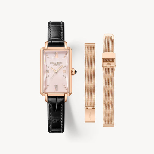 Ms Lola Slender Waist Light Pink Jelly Stone Watch With Two Strap Set