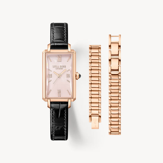 Ms Lola Slender Waist Light Pink Jelly Stone Watch With Two Strap Set