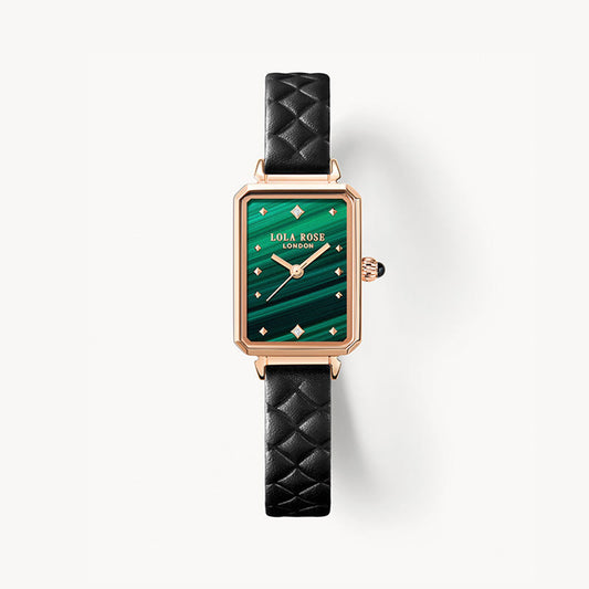 Ms Lola Malachite Textured Watch with Leather Strap