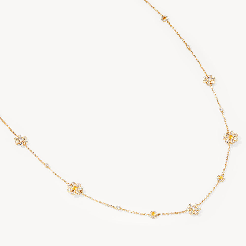 Daisy Long Yellow Crystal Necklace