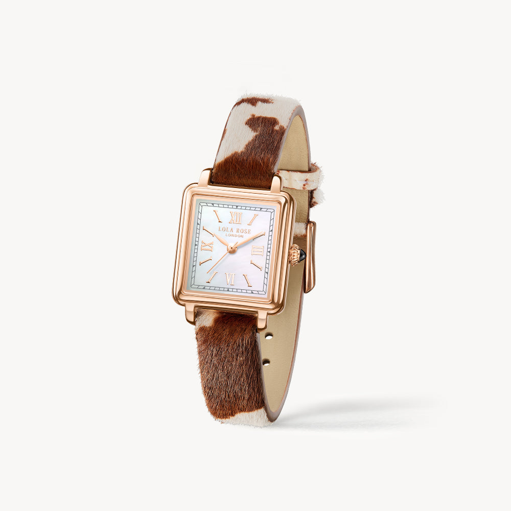 New Cube Mother of Pearl Watch With Two Strap Set