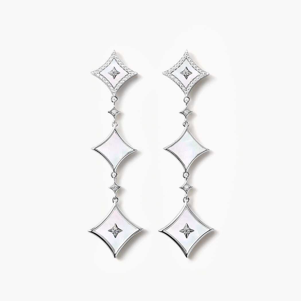 Starry Mother-of-Pearl Chain Earrings