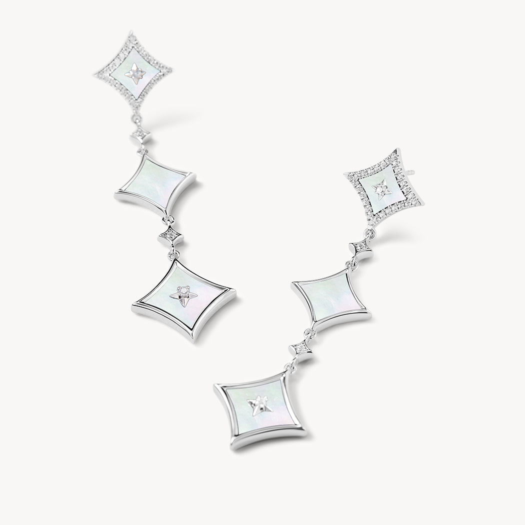 Starry Mother-of-Pearl Chain Earrings