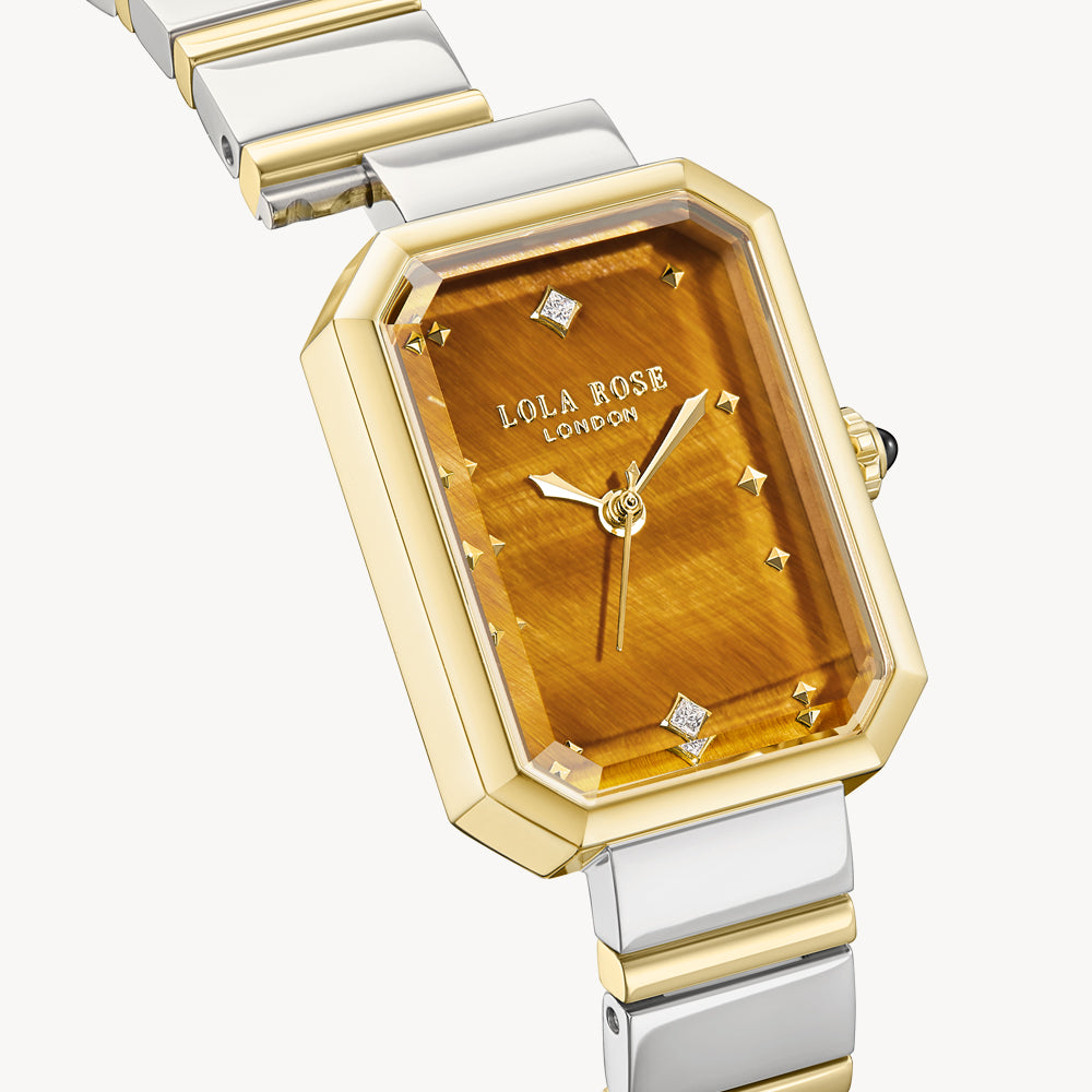 Ms Lola Tiger’s Eye Watch With Two Strap Set