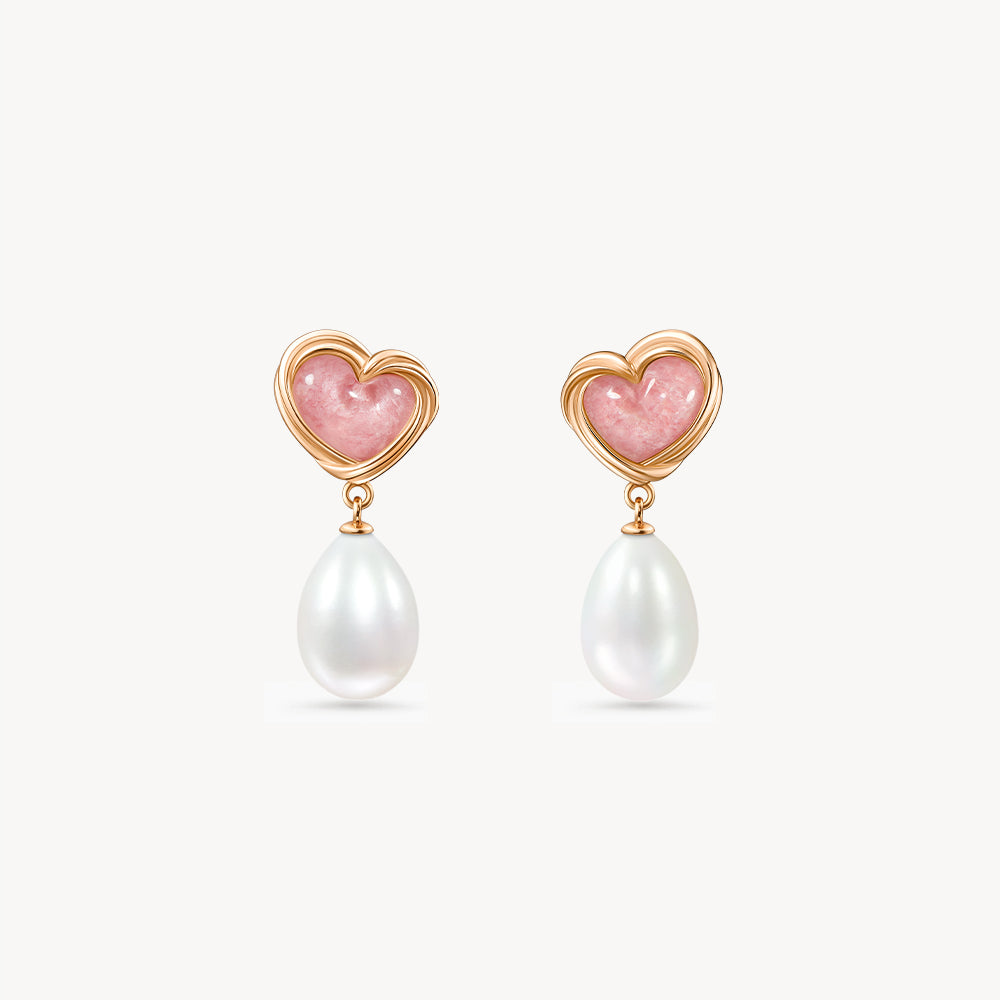 Cookie Heart Tea-Time Rhodonite Earrings