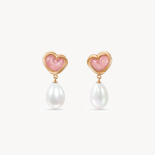 Cookie Heart Tea-Time Rhodonite Earrings