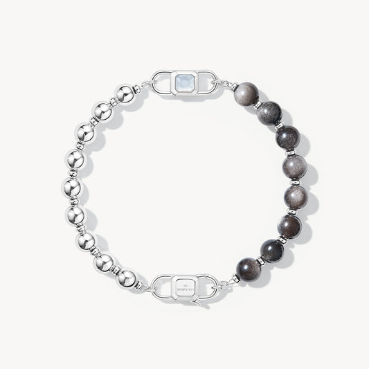 Urban Obsidian & Mother-of-Pearl Silver Bracelet