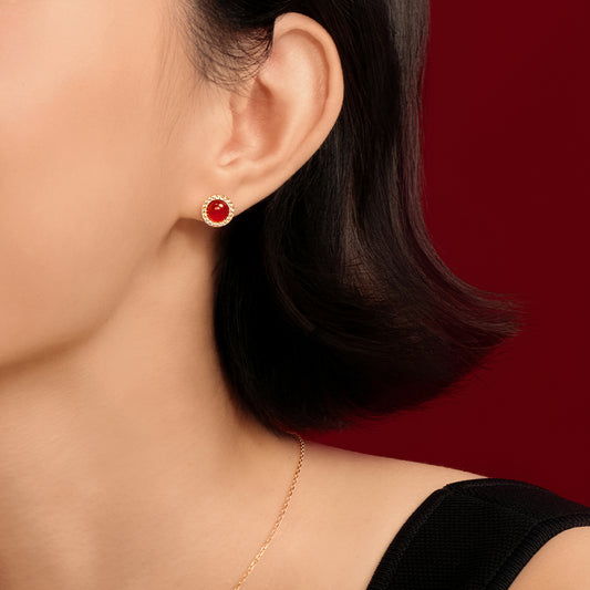 Heliocentric Carnelian Bead Earrings