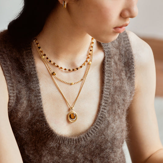 Heliocentric Tiger's Eye Beaded Necklace
