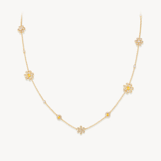 Daisy Long Yellow Crystal Necklace