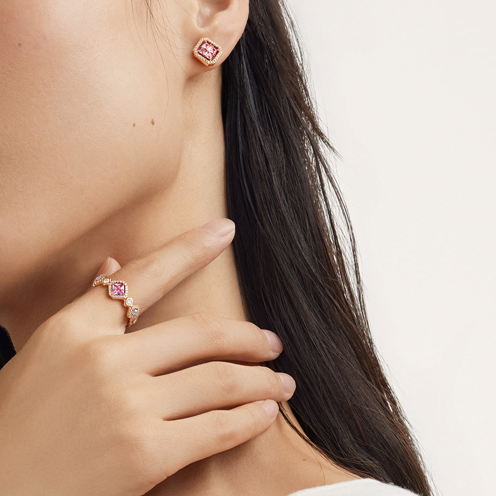 Full of Love Pink Gem Earrings