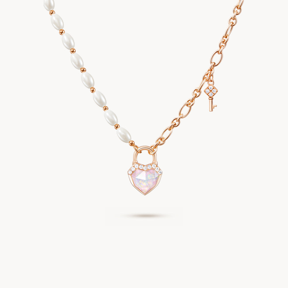 Heart Lock Artificial Pearl Necklace