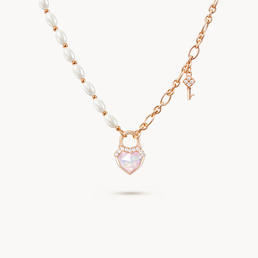 Heart Lock Artificial Pearl Necklace