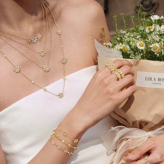Daisy Yellow Crystal Beaded Bracelet