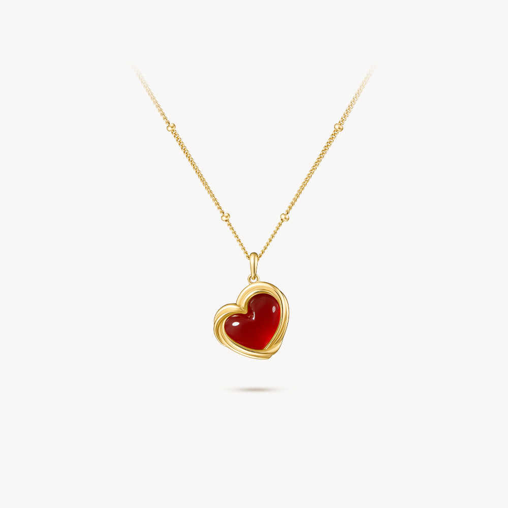 Cookie Heart Tea-Time Carnelian Necklace