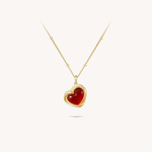 Cookie Heart Tea-Time Carnelian Necklace